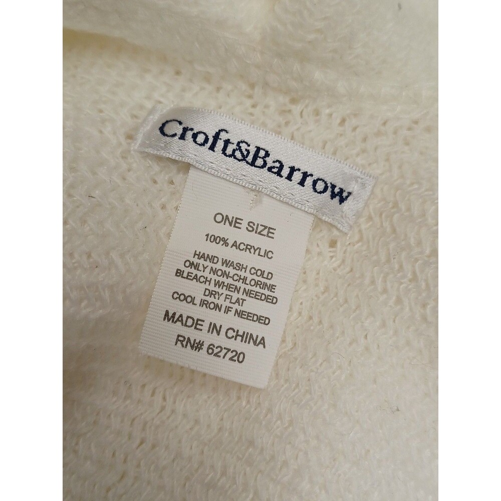 Croft & Barrow Ivory Open Front Knit Cape One Size Romantic Ruffles - Picture 5 of 5